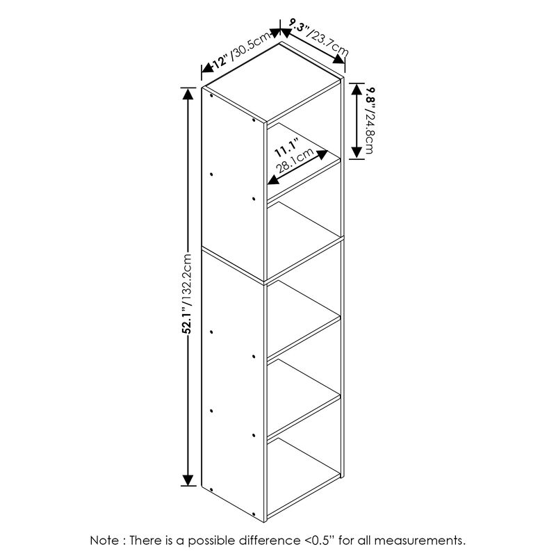 Furinno Luder Bookcase / Book / Storage, 5-Tier Cube, Green/White