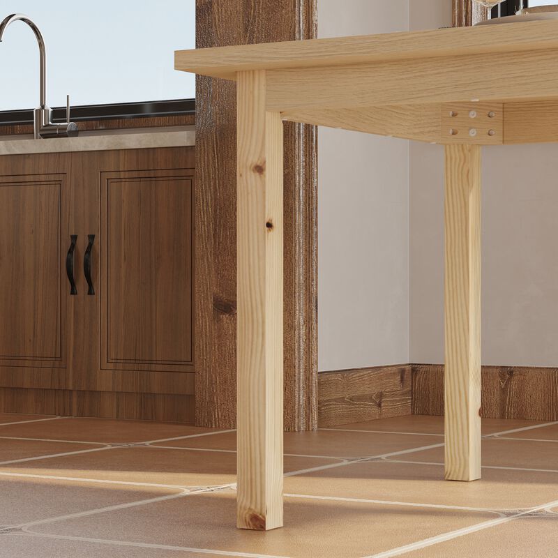 FUFU&GAGA Natural Wood Dining Table, MDF & Rubberwood Construction (78.7" W x 29.6" H x 37.8" D), Natural Wood Finish