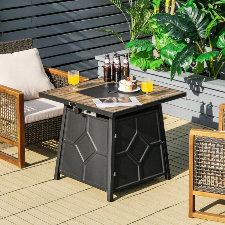 Hivvago 40 000 BTU 28 Inches Propane Gas Fire Pit Table With Cover
