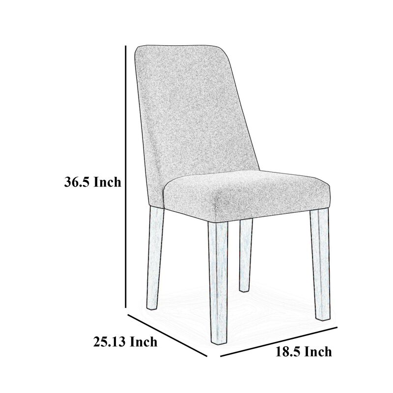 Jeyn Dining Side Chair Set of 2, Solid Hardwood, Yellow Polyester - Benzara
