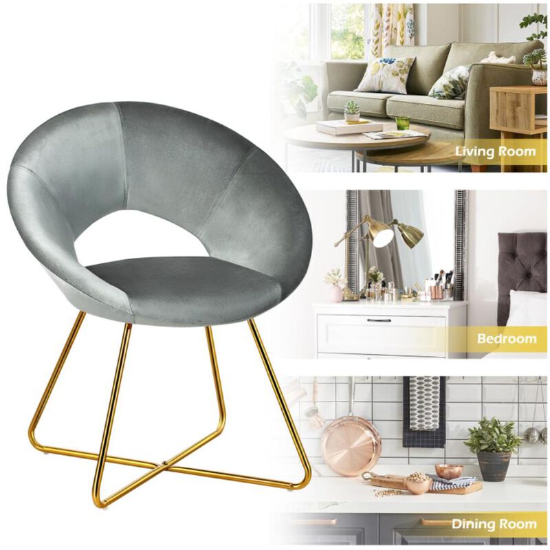 Hivvago Modern Accent Velvet Dining Arm Chair with Golden Metal Legs and Soft Cushion