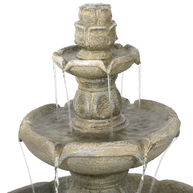 Sunnydaze Birds' Delight Fiberglass Outdoor 3-Tier Water Fountain
