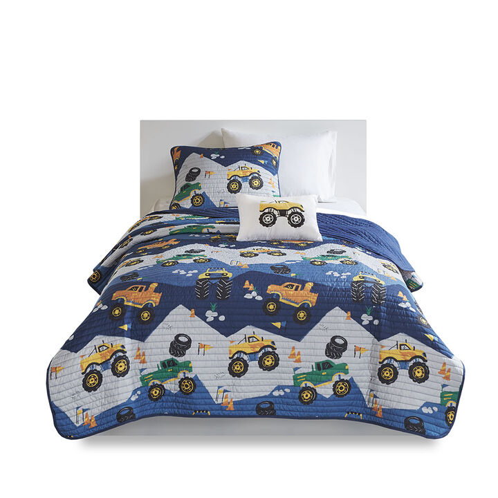 Gracie Mills Cynara Rev Up Dreams Monster Truck Reversible Kids Quilt Set