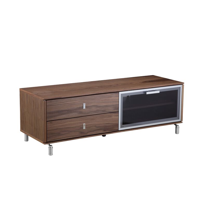 Ida 60 Inch TV Entertainment Console, Drawers, Pull Down Door, Walnut Brown - Benzara