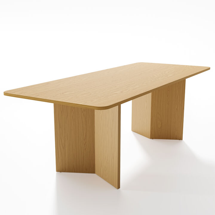 Brix 79V-Shaped Leg Square Wooden Dining Table in Walnut Color