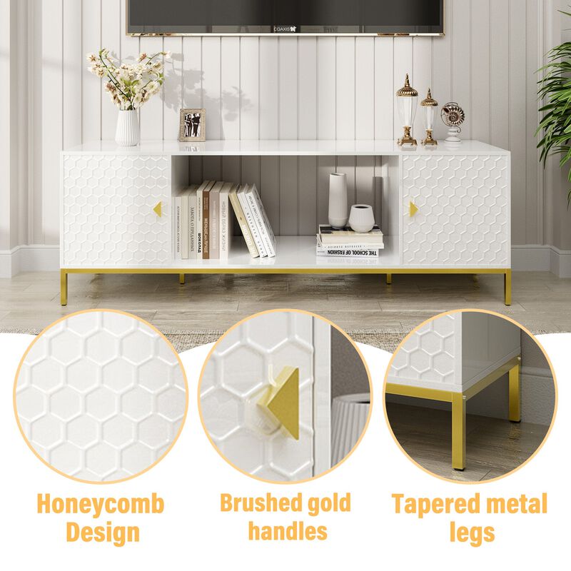 70" MDF TV Stand With Storage in Black