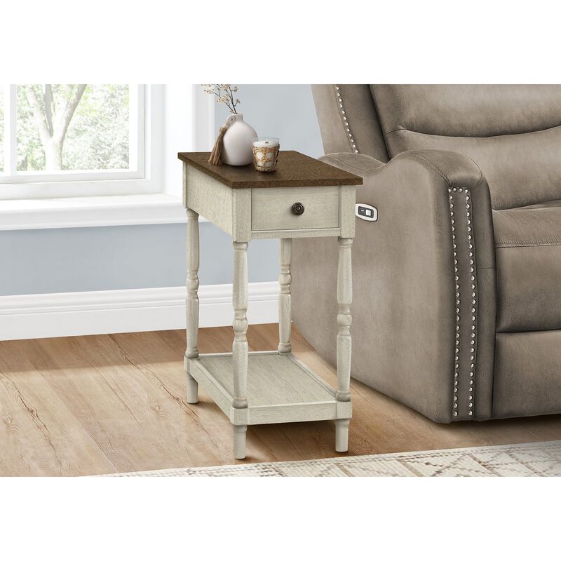 Monarch Specialties I 3958 - Accent Table, 2 Tier, End, Side Table, Nightstand, Bedroom, Narrow, Lamp, Storage Drawer, Traditional