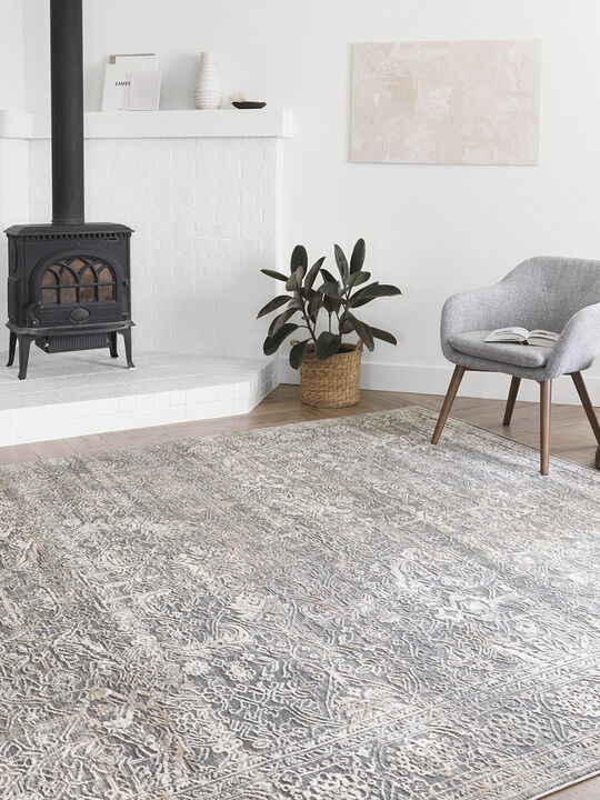 Lucia LUC03 Steel/Ivory 4' x 5'7" Rug