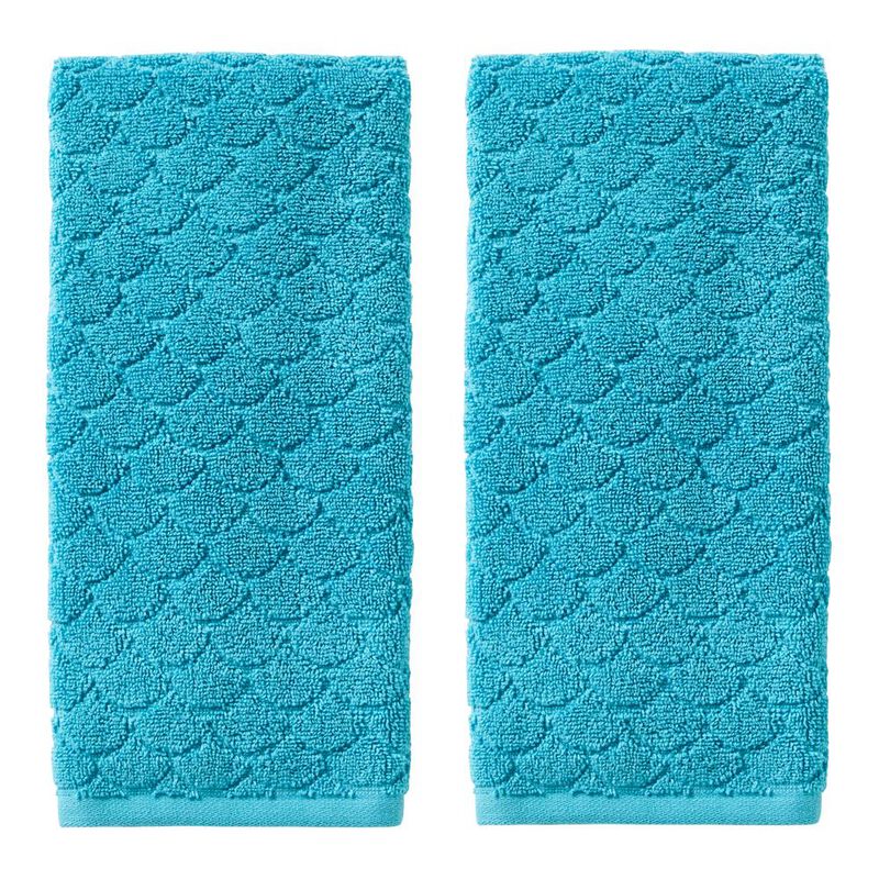 SKL Home Saturday Knight Ltd Ocean Watercolor Scales Hand Towel - (2-Pack) - 16x26", Blue