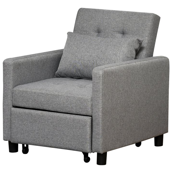 Grey Multipurpose Seater: Convertible Chair Bed with Adjustable Backrest Grey Multipurpose Seater: Convertible Chair Bed with Adjustable Backrest
