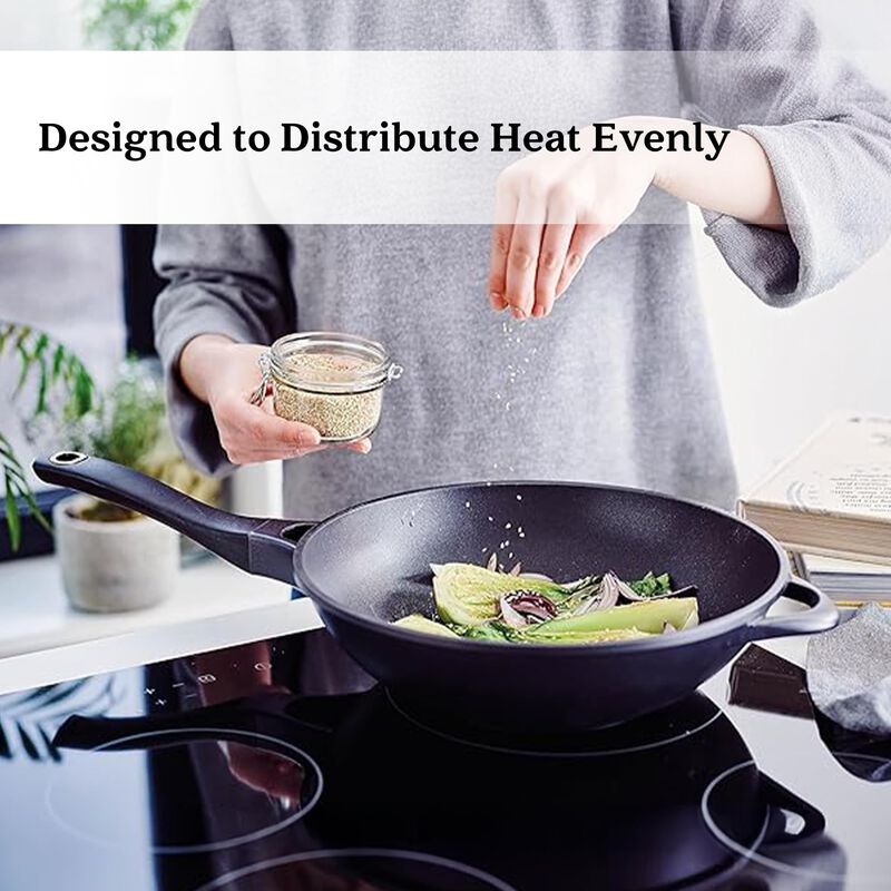 Alva Energy Ceramic Nonstick Wok Pan 8" Scratch Resistant Healthy Cooking Pan for Stir-Frying, Stay Cool Handle, Non Toxic, Easy to Clean, Compatible with All Stovetops & Induction Safe