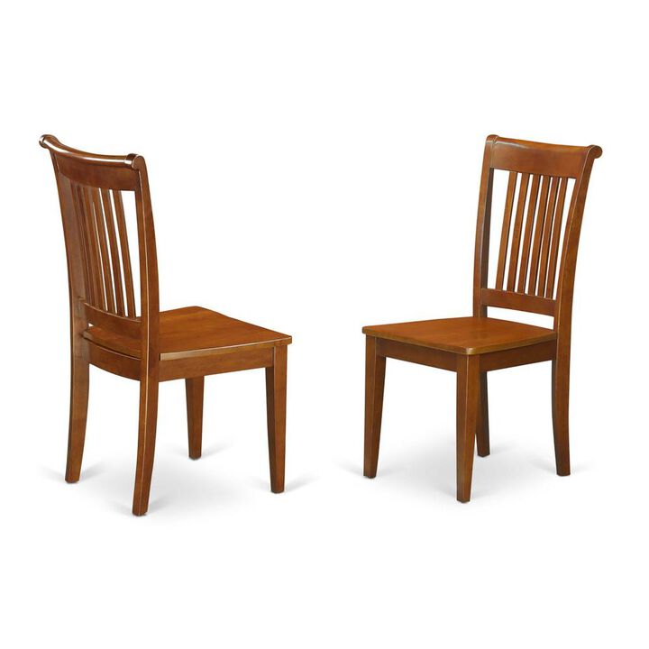 East West Furniture Portland  slat  back  dining  room  chair  with  wood  seat,  Set  of  2