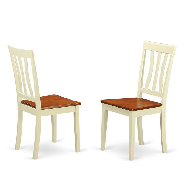 East West Furniture Antique  Kitchen  dining  Chair  Wood  Seat  with  Buttermilk    and  Cherry  Finish,  Set  of  2