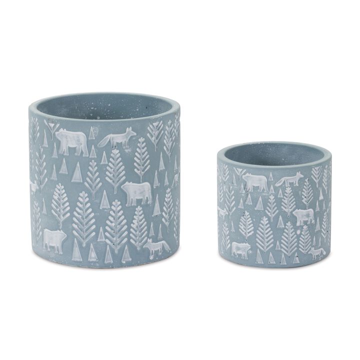 Winter Stone Planter for Seasonal Décor and Elegant Plant Display (Set of 2) Winter Stone Planter for Seasonal Décor and Elegant Plant Display (Set of 2)