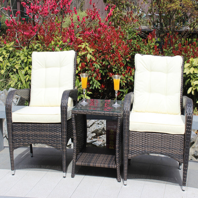 Outdoor Patio Furniture Sets 3 Piece Conversation Set Wicker Rattan Sectional Sofa With Seat