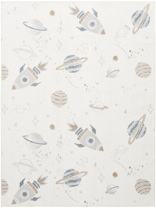 Astra Machine Washable ASW18 Ivory/Multicolor 4' x 6' Rug