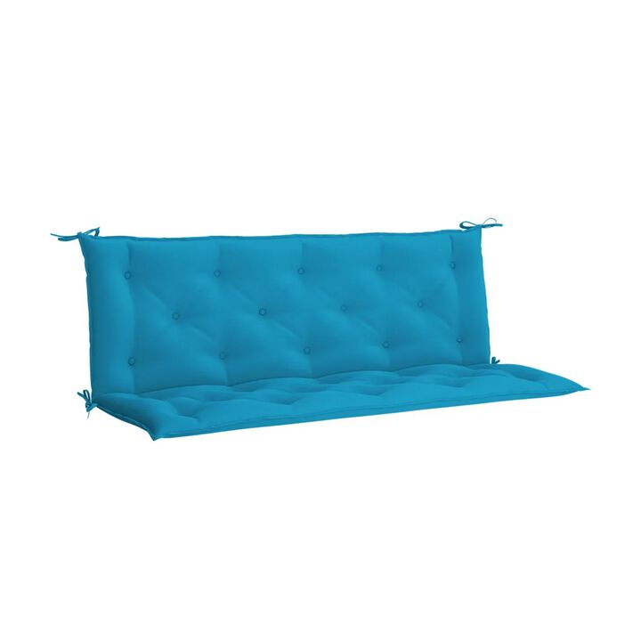 Claire Outdoor Cushion for Bench, 59 Inch Button Tufted Blue Fabric  - Benzara