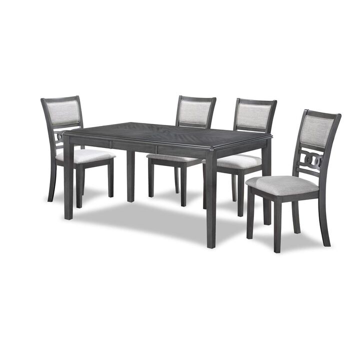 New Classic Furniture Gia 5-Piece 60 Wood Rectangle Dining Set with 4 Chairs in Gray