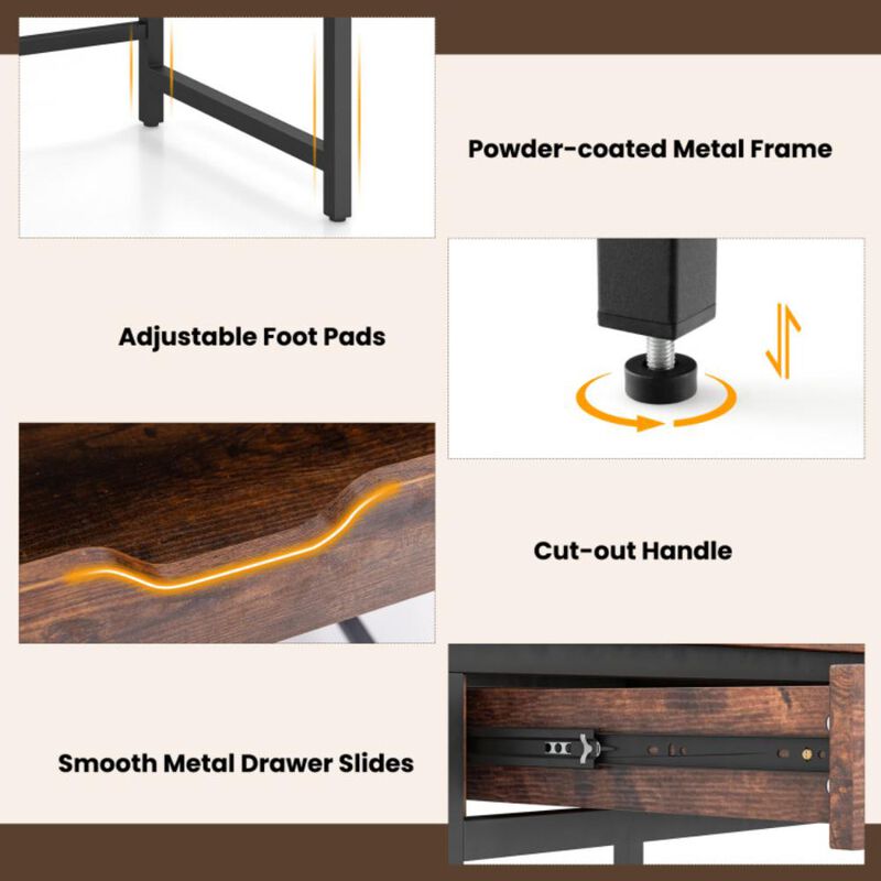 Hivvago Computer Desk with Charging Station and Drawer & Adjustable Shelf