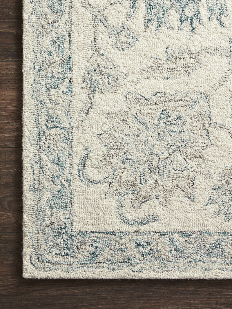 Norabel NOR04 Ivory/Blue 3'6" x 5'6" Rug