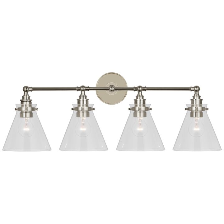 Parkington 24" Three Light Bath Bar in Polished Nickel with Clear Glass