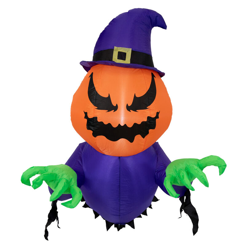 Sunnydaze Pumpkin Jack and Ghost Window Inflatable Halloween Decoration