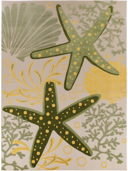 Aloha ALH24 Green/Yellow 6' x 9' Rug