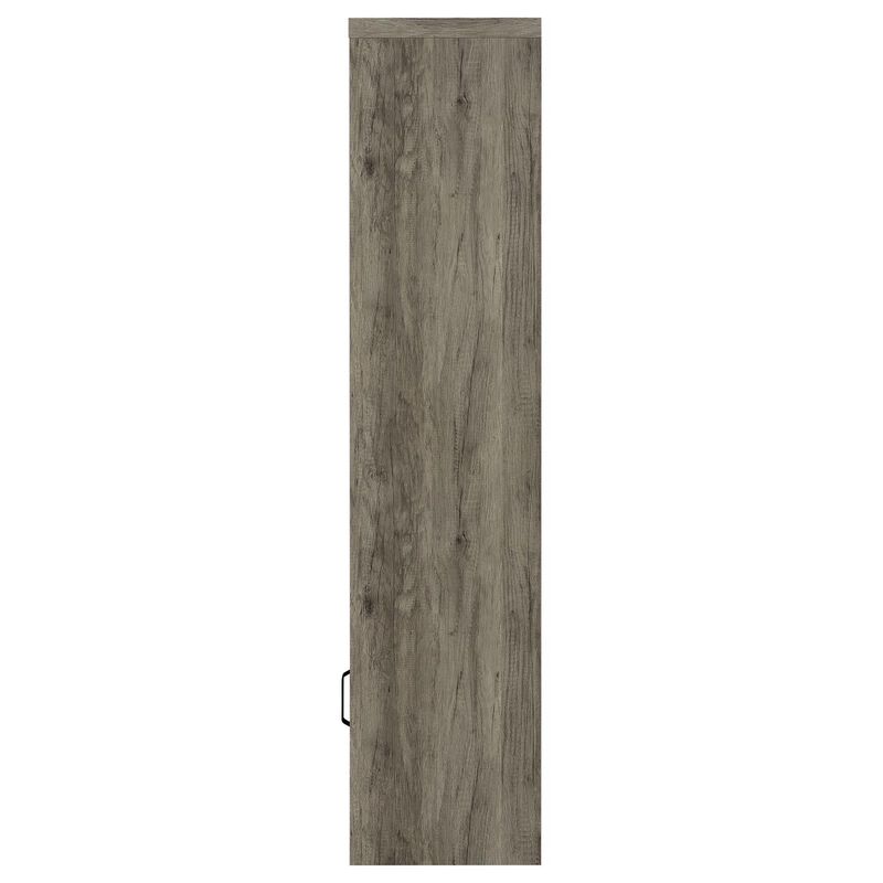 Sac 71 Inch Media Pier Tower with 3 Shelves and Single Cabinet, Gray Wood - Benzara