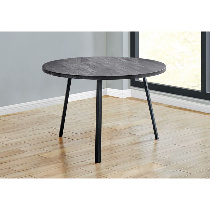 Monarch Specialties 1153 Table, 48" Round, Small, Kitchen, Dining Room, Metal, Laminate, Black, Contemporary, Modern Table-48 Dia Reclaimed Wood, 47.25" L x 47.25" W x 29.5" H