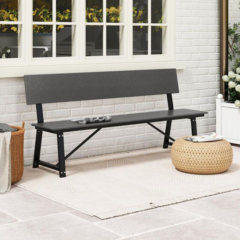 Hivvago 72 Inch Extra Long Bench with All-Weather HDPE Seat & Back for Yard Garden Porch
