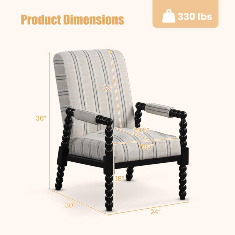Hivvago Upholstered Accent Chair with Rubber Wood Frame for Living Room-Beige