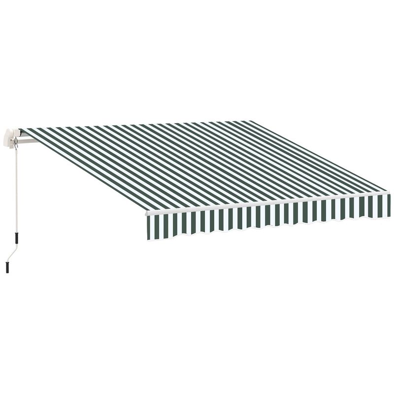 Green/White Sun Shield: 8'x7' Manual Retractable Patio Awning