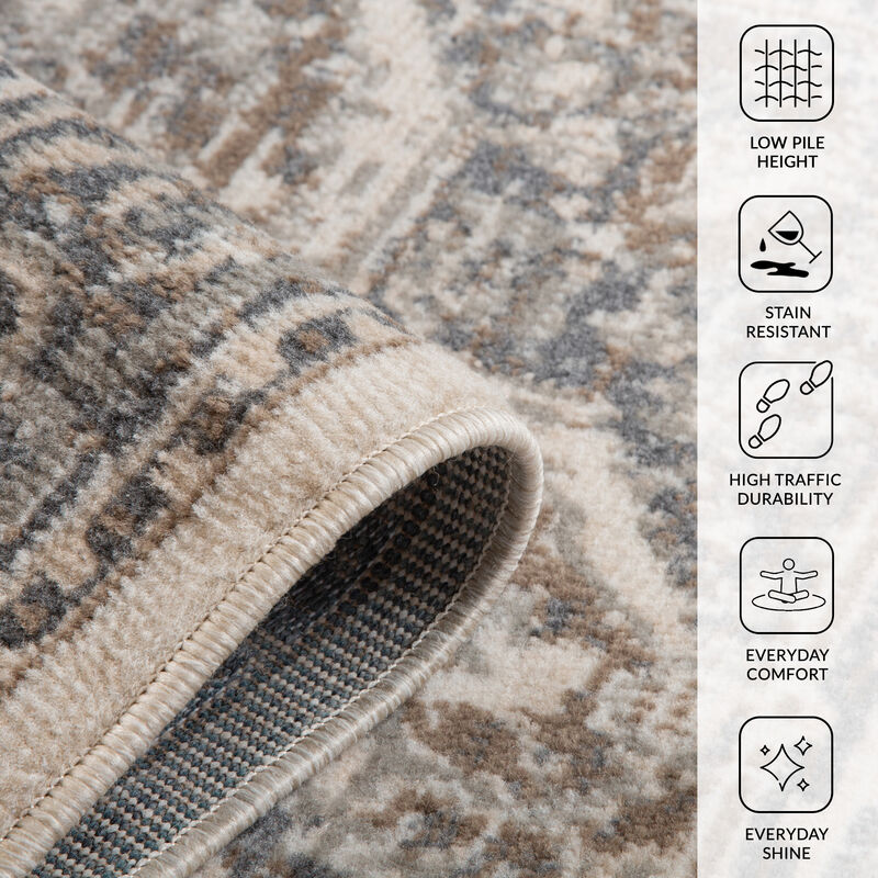 Alpine Hashlei Light Beige Medallion Area Rug