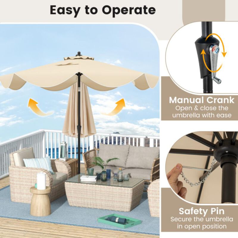 Hivvago 9 FT Patio Umbrella with Crank Handle and Push Button Tilt