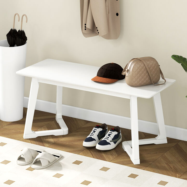 Modern Entryway Bench Long Dining Bench with Rubber Wood Legs