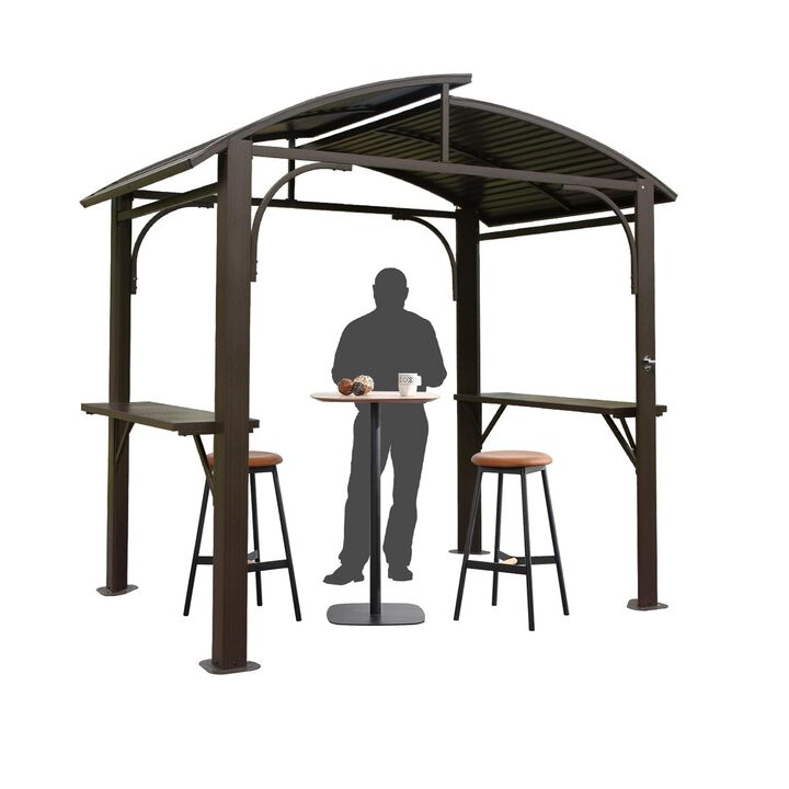 MONDAWE 8x5FT Arc Roof, Grill Canopy for Outdoor Grill With Double Galvanized Steel Roof and 2 Side Shelves, BBQ Gazebo Grill Tent for Patio Garden Backyard MONDAWE 8x5FT Arc Roof, Grill Canopy for Outdoor Grill With Double Galvanized Steel Roof and 2 Side Shelves, BBQ Gazebo Grill Tent for Patio Garden Backyard
