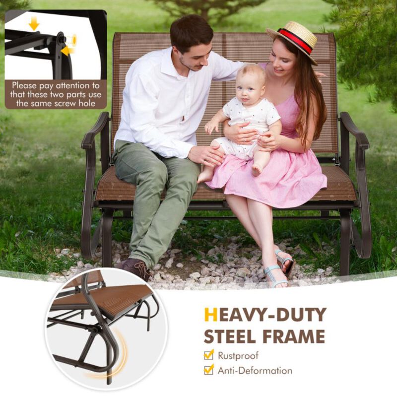 Hivvago 2-Person Patio Glider Bench with High Back and Curved Armrests