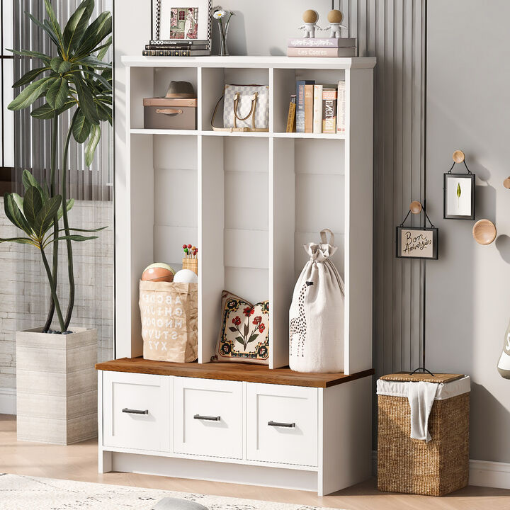 Merax Modern Hall Tree Entryway Storage Bench