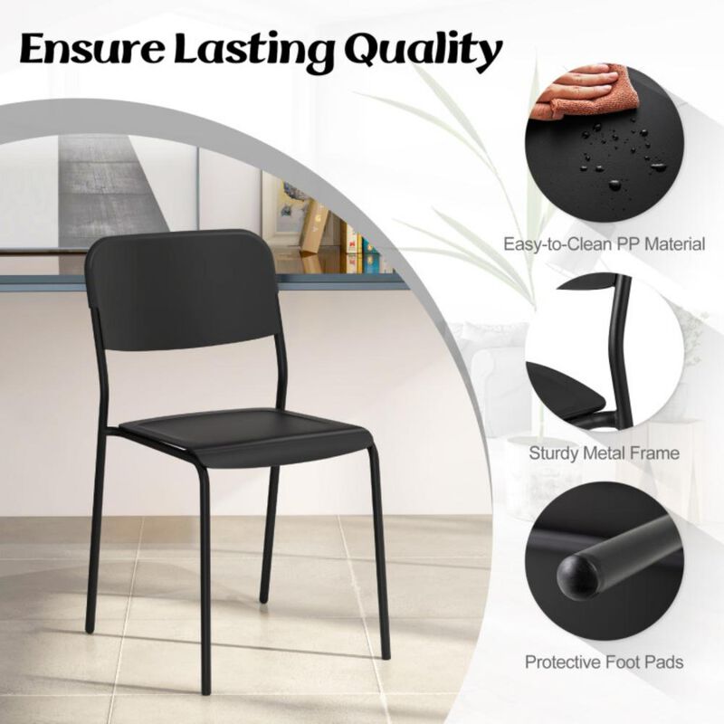 Hivvago Modern Dining Chairs Set of 4 with Tilted Backrest and Sturdy Metal Legs