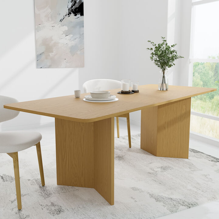 Brix 79V-Shaped Leg Square Wooden Dining Table in Walnut Color