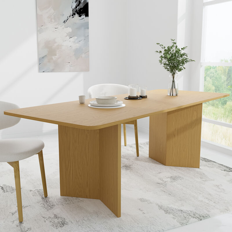 Brix 79V-Shaped Leg Square Wooden Dining Table in Walnut Color