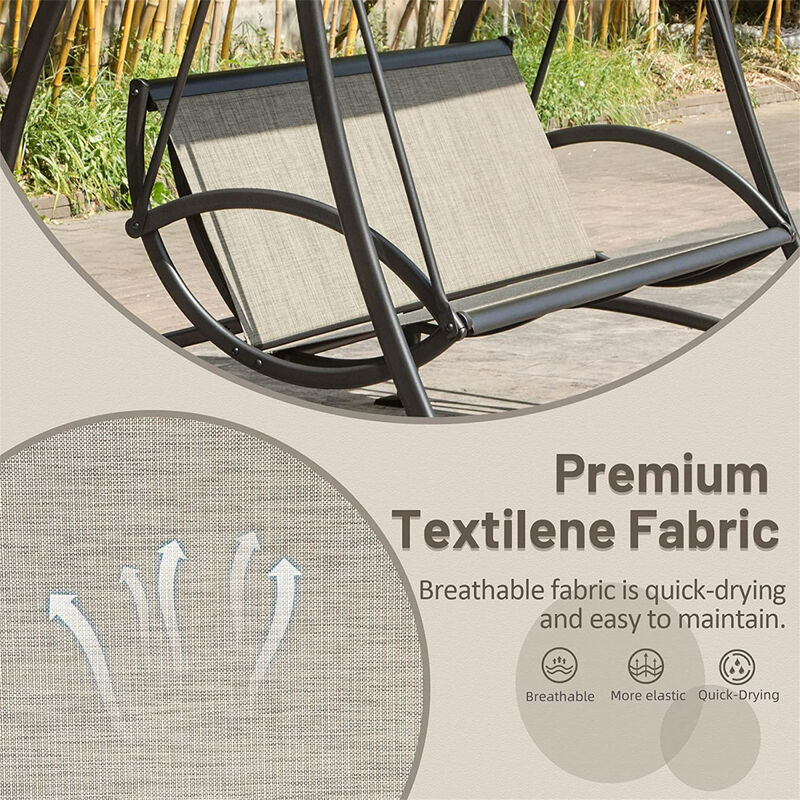 Adjustable Canopy Patio Swing with Steel Frame