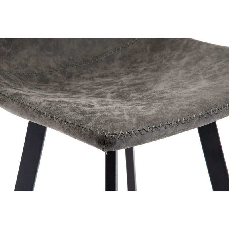 LeisureMod Elland Modern Upholstered Leather Bar Stool with Iron Legs & Footrest – Stylish and Durable Seating for Kitchen or Bar