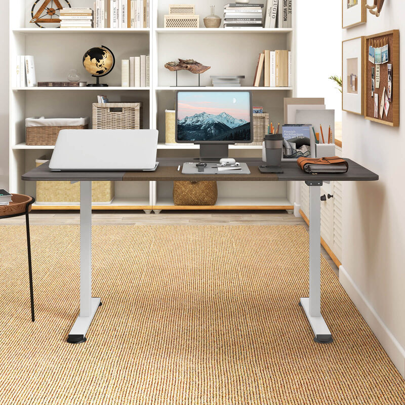 Costway Electric Height Adjustable Standing Desk, Sit to Stand Computer Workstation Home Office Desk