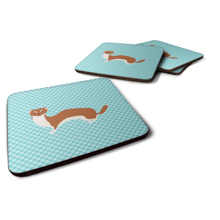 Caroline's Treasures Weasel Blue Check Decorative coasters, 3.5, Multicolor