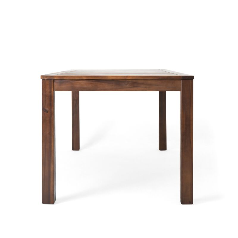 Feya Outdoor Dining Table, 69" Rectangular Top, Brown Acacia Wood - Benzara