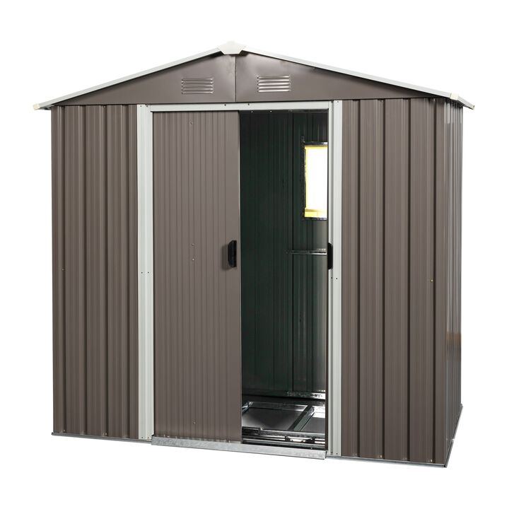 MONDAWE 8ft x 4ft Outdoor Metal Storage Shed With Pad-lockable Sliding Doors and Window MONDAWE 8ft x 4ft Outdoor Metal Storage Shed With Pad-lockable Sliding Doors and Window
