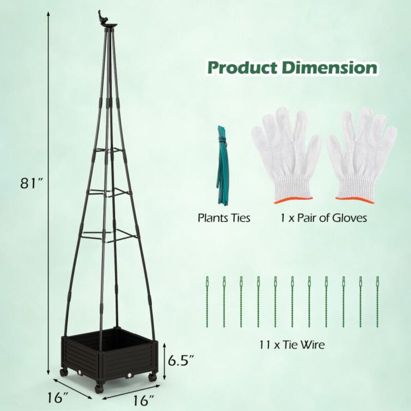Hivvago Garden Obelisk Trellis with Self-Drainage System for Climbing Plants