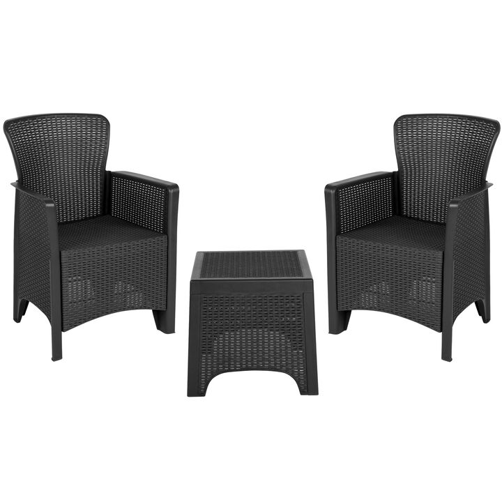 Brown Rattan Chair/Table Set