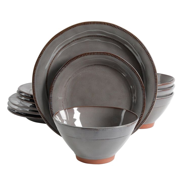 Gibson Elite Terranea 12 Piece Dinnerware Set in Grey